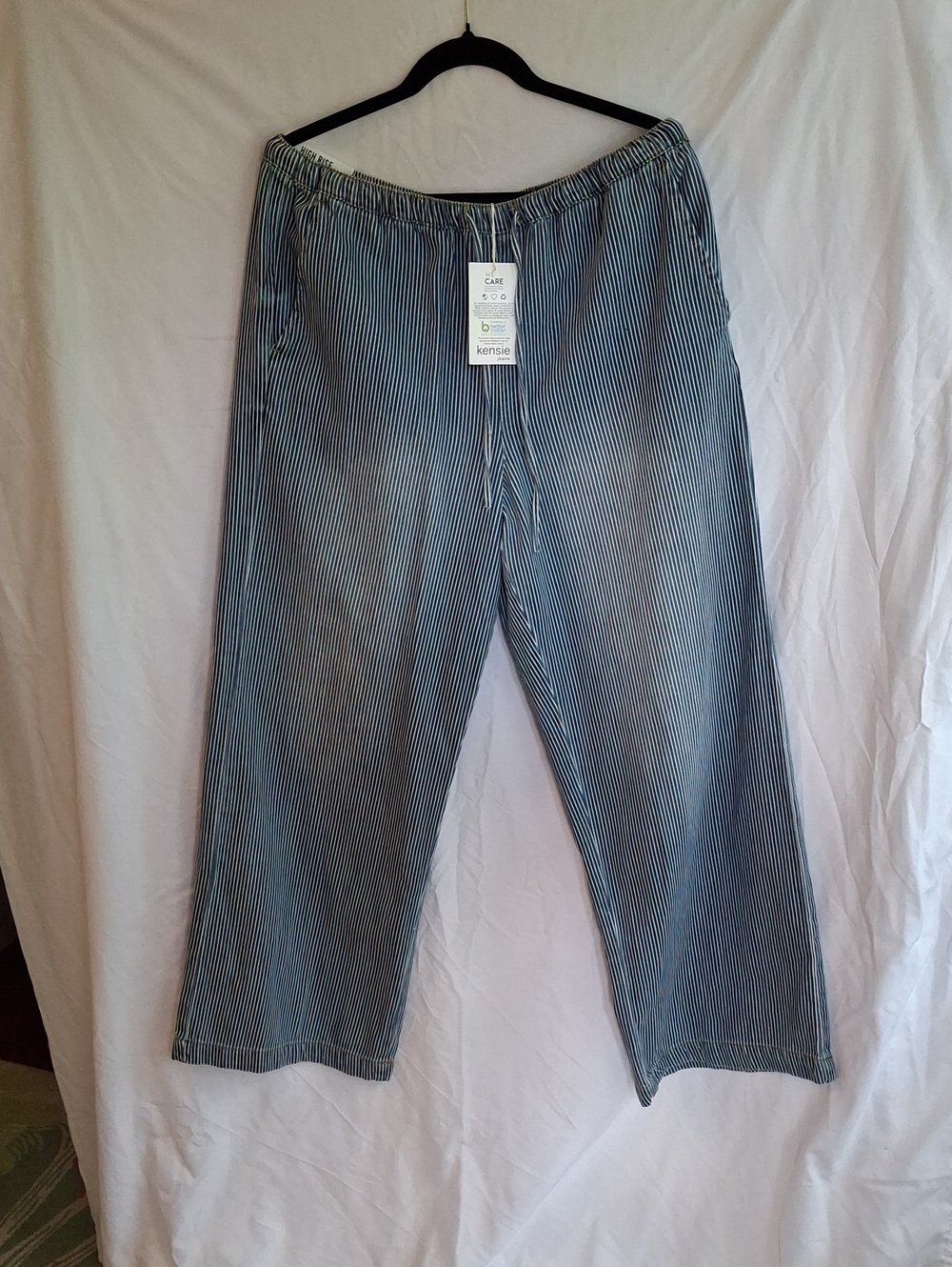 Kensie Navy & White  Railroad Stripe High-Rise Pull-On Jeans